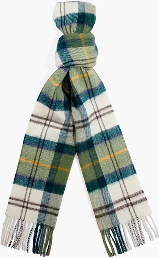 Fringed checked wool and cashmere-blend scarf