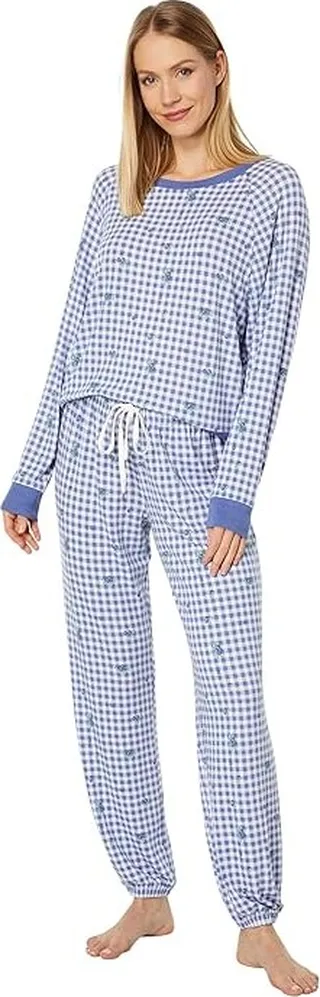 Honeydew Intimates Star Seeker Brushed Jersey Lounge Set (Dusk Gingham) Women's Pajama Sets