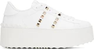 Valentino Garavani White Rockstud Untitled Flatform Sneakers