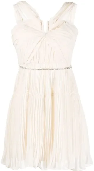 Crystal-Embellished Pleated Mini Dress