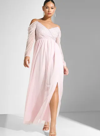 Cold Shoulder Surplice Neck Dress