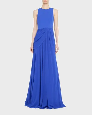 Sleeveless Draped A-Line Gown