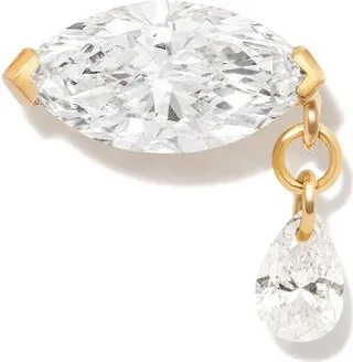 18K Yellow Gold Teardrop Marquise Diamond Earring