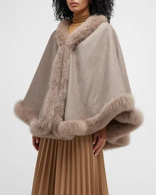 Cashmere Cape With Toscana Lamb Trim