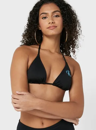 Halter Neck Tie Detail Bikini Top