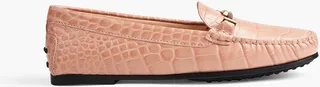 Double T croc-effect leather loafers