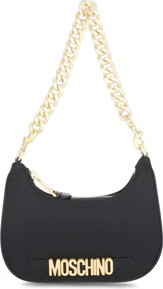 Moschino Logo Plaque Chain-Linked Shoulder Bag