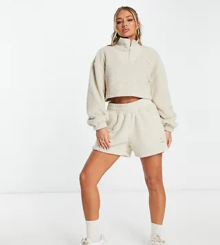 Puma Classics Cozy Club borg shorts in oatmeal - Exclusive at ASOS