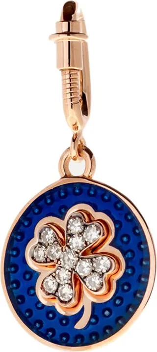Diamond and Navy Enamel Clover Kastak Charm