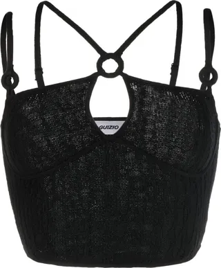 Black Lace Halterneck Crop Top