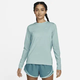 Nike Women's Dri-FIT Element Ribbed Crew-Neck Running Top in Blue