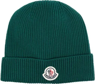 Logo-Patch Ribbed-Knit Beanie