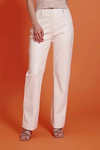 Adler Faux Leather Pant in Cream