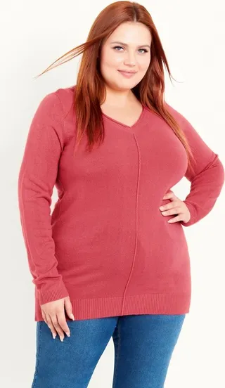 EVANS | Women's Plus Size V Neck Sweater - pink - 20W