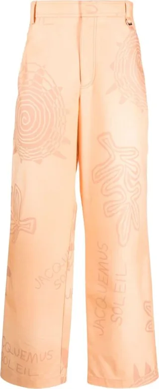 Tonal-Print Straight Trousers