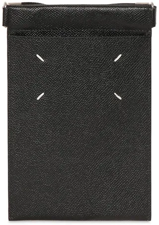 Grained leather phone pouch