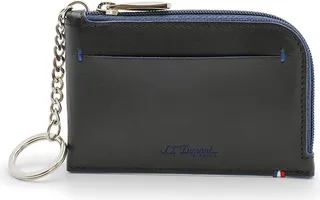 S.T. Dupont "Line D" Slim Blue and Black Cowhide and Leather Coin Purse and Key Ring 184002