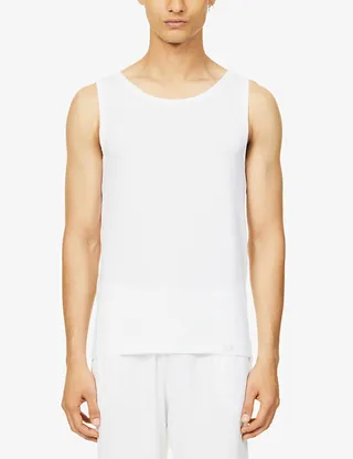 Mens White Natural Function Stretch-jersey Vest
