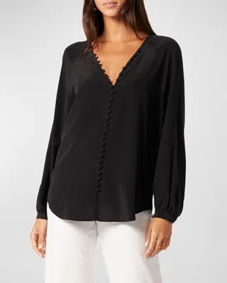 Shariana Silk Button-Front Blouse
