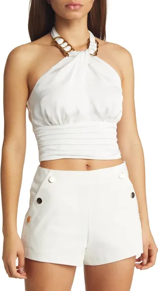 Mickey Chain Accent Halter Crop Top