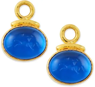 19k Gold Equestrian Intaglio Earring Pendants