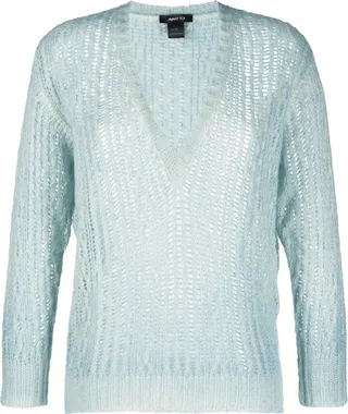 V-neck open-knit jumper