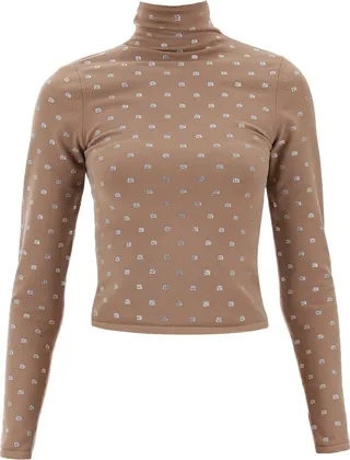 Alexander Wang Allover Logo Detailed Turtleneck Top