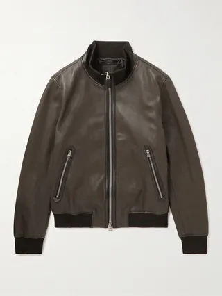 Full-Grain Leather Bomber Jacket