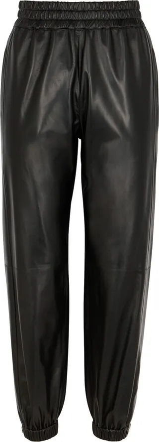 Alexander McQueen Black Leather Sweatpants