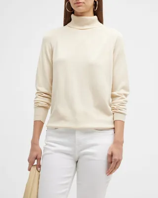 Knit Raglan-Sleeve Turtleneck Sweater