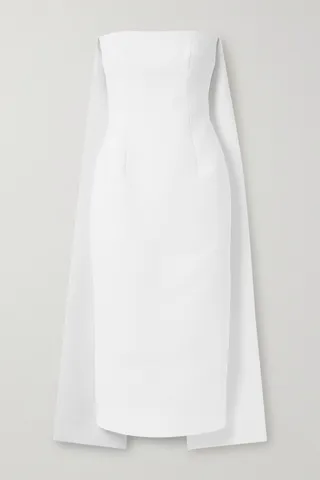 Emilia Wickstead - Xanthe Strapless Cape-effect Cloqué Midi Dress - Ivory