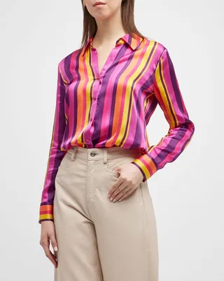 Striped Hailie Button-Front Blouse