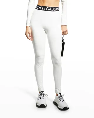 Branded Elastic High-Waist Leggings