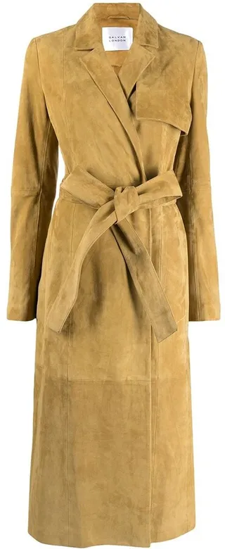 Belted Suede Trench Coat