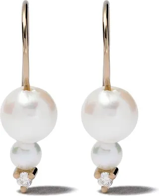 14kt gold Sea of Beauty double akoya pearl diamond earrings