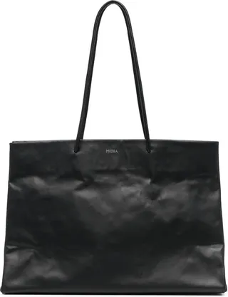 Logo-Print Leather Tote Bag