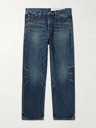 Leather-Trimmed Jeans
