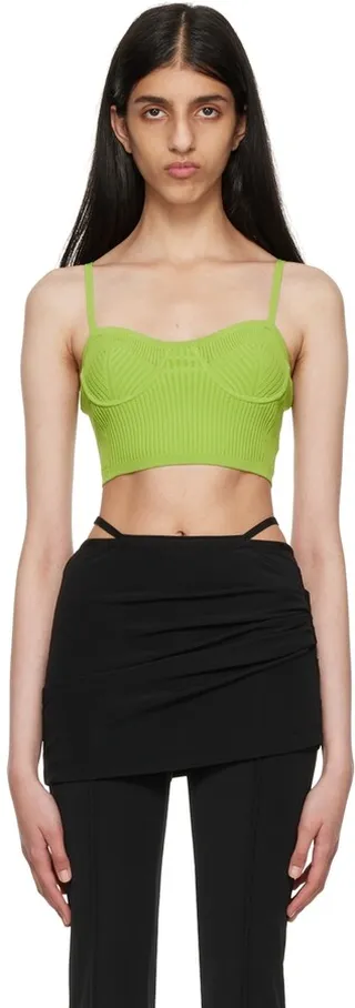 Helmut Lang Green Rib Eyelet Camisole