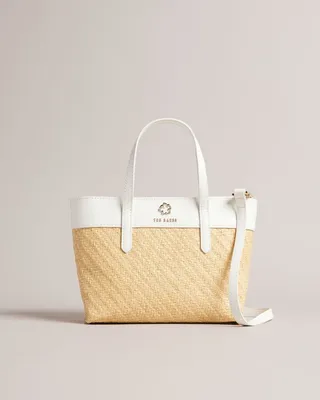 Magnolia Eyelet Woven Tote Bag in Ecru