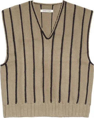 Gender Inclusive Cord Stripe Merino Wool Sweater Vest