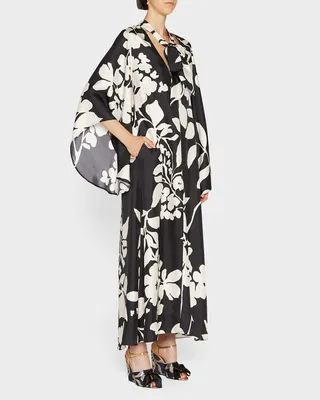 Magnifico Floral-Print Maxi Silk Dress