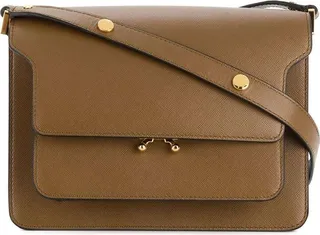 Brown Trunk Crossbody Bag In Saffiano Leather Woman