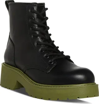 Madden Girl Carra Lace-Up Lug Sole Combat Boots