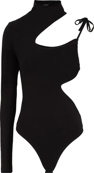 Viscose Jersey Side Cut-out Bodysuit T-shirt Black