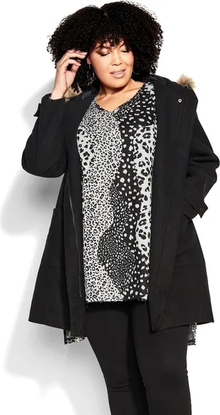AVENUE | Women's Plus Size Voyager Faux Wool Coat - black - 20W