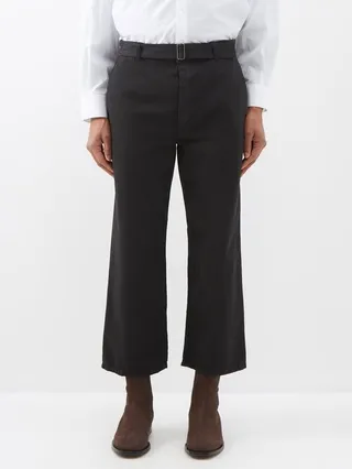 East Belted Cotton-blend Cropped Trousers