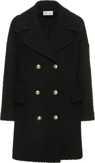 Boucle crochet wool blend coat