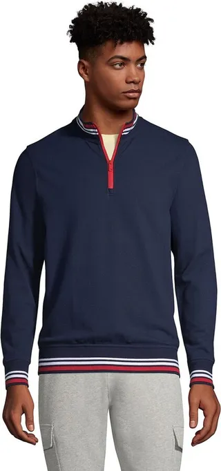 Lands' End Men's Long Sleeve Comfort First Mesh Quarter Zip - X-large - Radiant Navy
