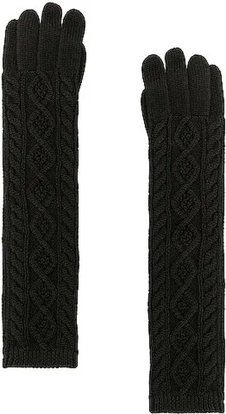 Coperni Cable Knit Gloves in Black