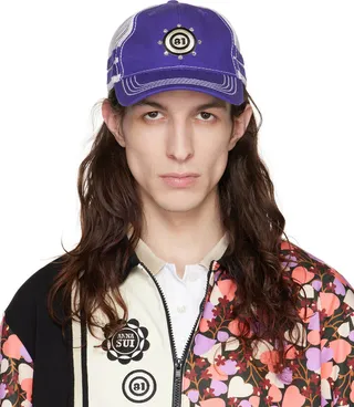 Anna Sui SSENSE Exclusive Blue & White Trucker Cap